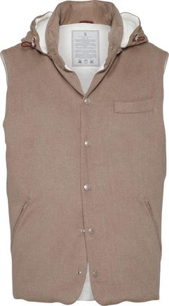 Brunello Cucinelli Flannel down vest in Hazelnut at Nordstrom, Size Xxx-Large Eu