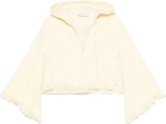 Zimmermann Gele V-Hals Katoenen Hoodie - Dames - Hoodies - Beige - M - Katoen - Hoodies & sweatvesten