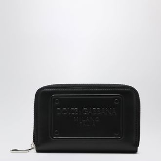 Dolce & Gabbana Small black zip-around wallet with embossed logo