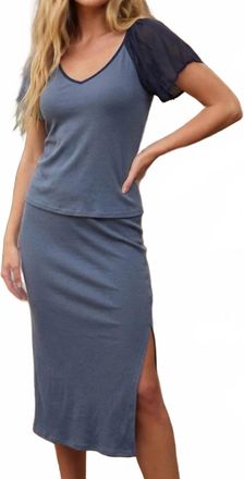Maven West Flutter Sleeve Scoop Back Knit Top In Navy