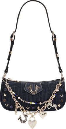True Religion Chain & Studs Denim Shoulder Bag