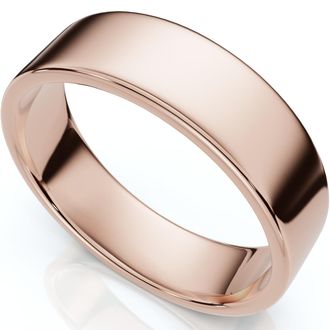 Pompeii3 6mm Flat High Polished Plain Wedding Band 14K Rose Gold Size Selectable