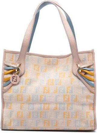 Fendi Pre-owned Handbags, female, Beige, Size: ONE SIZE Pre-owned Canvas Tote