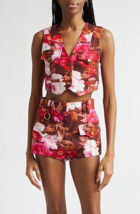 Zimmermann Luna Print Drill Vest in Chocolate Rose at Nordstrom, Size 1