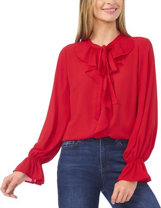 CeCe by Cynthia Steffe Button Down Ruffle Top