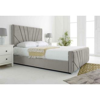 Casa Scarlett Silver Plush Velvet King Bed Frame