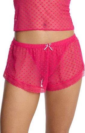 Skarlett Blue Heart Breaker Lace Shorts in Neon Fuchsia at Nordstrom, Size X-Small