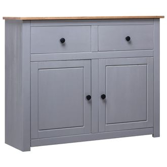 Berkfield Home Sideboard Grey 93x40x80 cm Solid Pinewood Panama Range | Size: 93 x 40 x 80 cm