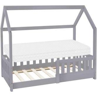 ML Design Ml-design - Lettino per Bambini a Forma di Casa con Sponde Protezione Anticaduta Rete a Doghe 70 x 140 cm Letto da Gioco in Legno di Pino Massiccio