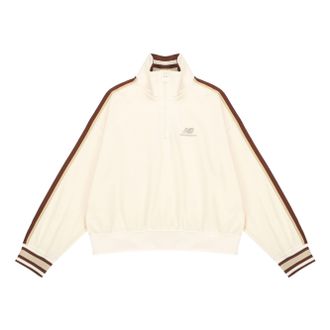 New Balance (WMNS) New Balance Half Zip Sweatshirt Asia Sizing Cream White Red AWT23561-MCU