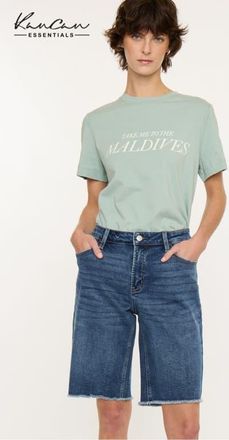 Kancan Arley Essentials Mid Rise Denim Jorts in Dark Wash at Nordstrom, Size 28