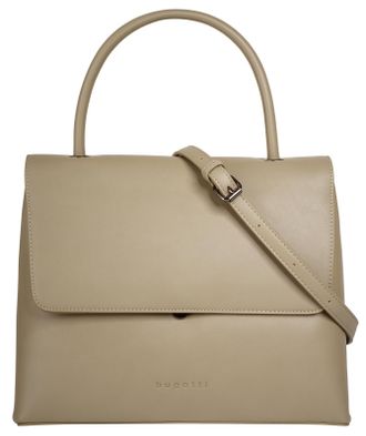 Bugatti Henkeltasche BUGATTI ILVA, Damen, Gr. B/H/T: 31cm x 24cm x 14cm onesize, beige, Kunstfaser, leicht gl&auml;nzend, unifarben, Taschen Henkeltasche