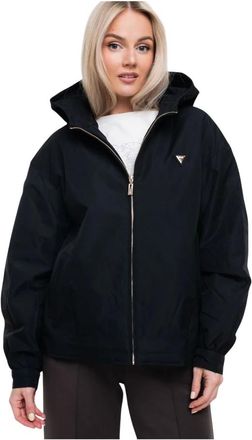 Guess Jassen, Dames, Zwart, XS, Polyester, Olympe Zipped Hoodie Jacket