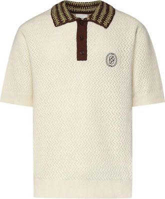 Dr&ocirc;le de Monsieur Polo Maille Ajoure D Miroir - Heren - Ronde hals truien - Wit - 2XL - Truien & Vesten