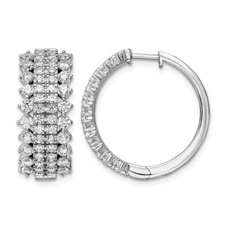 Diamond2Deal 14K White Gold 3 ct Lab Grown Diamond Hinged Hoop Earrings VS Clarity, G-H Color