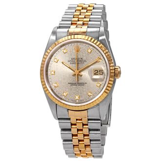 Rolex Pre-owned Rolex Datejust Automatic Diamond Silver Dial Mens Watch 16233 SJDJ