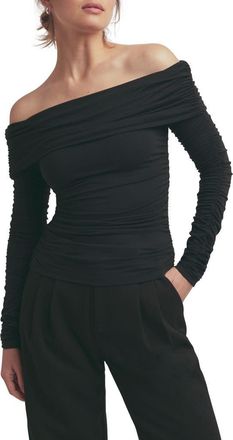 Favorite Daughter The Night Out Ruched Off the Shoulder Top in Black at Nordstrom, Size Large