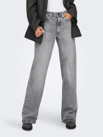 Only High-waist-Jeans ONLY ONLJUICY HW WIDE LEG DNM REA707 NOOS, Damen, Gr. 26, L&auml;nge 30, medium grau denim, Denim/Jeans, Obermaterial: 99% Baumwolle, 1% E
