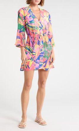 Maaji Joy Cover-Up Dress in Coral/Yellow Multi at Nordstrom Rack, Size Medium
