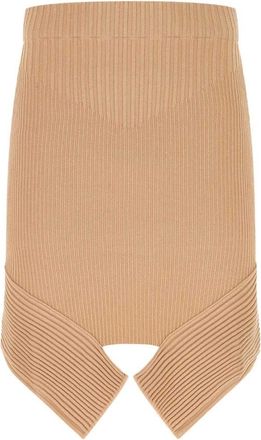 ADĀMO Andrea Adamo Stretch Viscose Blend Rok - Dames - Korte rokken - Beige - XS - Polyester - Rokken