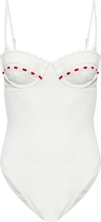 Poss&eacute; Pia Monokini - Dames - Badpakken - Wit - L - Satijn - Badmode