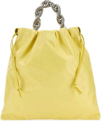 Jil Sander Gele Leren Bucket Bag van Jil Sander - Dames - Handtassen - Geel - ONE Size - Leer - Tassen