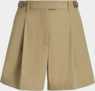 Burberry Raina Pleated Buckle Shorts