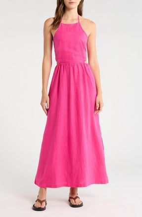 Beyond Yoga SoftWash Linen Halter Dress in Pink Glow at Nordstrom, Size X-Large