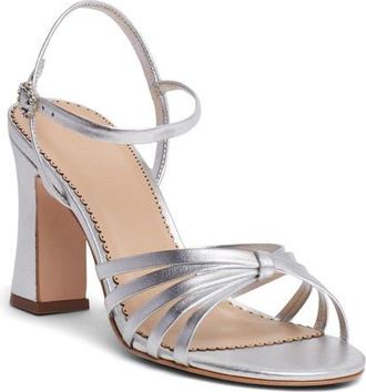 Cinq &agrave; Sept Logan Ankle Strap Sandal in Silver Metallic at Nordstrom, Size 10.5Us
