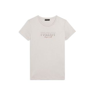 Freddy T-shirt donna con mini spacchi laterali e logo in strass