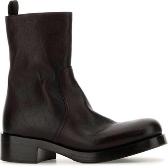 Prada Womens Stivaletti Ankle Boot Brown Leather