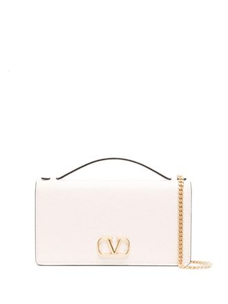 Valentino Garavani V Logo Signature Leather Wallet On Chain