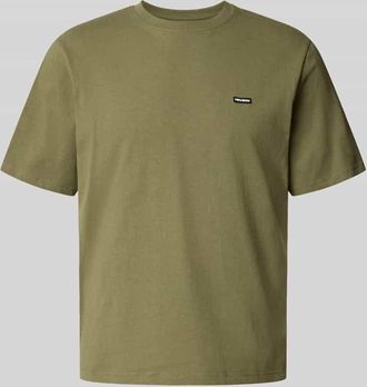 Review T-Shirt mit Label-Patch und Rundhalsausschnitt in Khaki, Gr&ouml;&szlig;e XXL