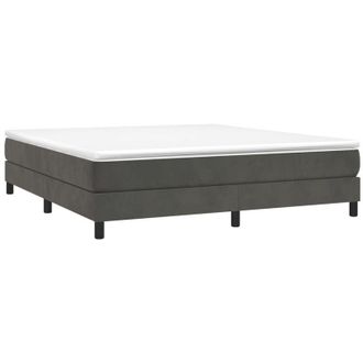 vidaXL Cama Box Spring Con Colch&oacute;n Terciopelo Gris Oscuro 160x200 Cm Vidaxl