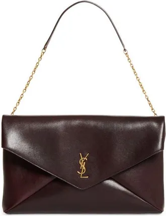 Saint Laurent XXL Cassandre Leather Envelope Shoulder Bag in Rouge Cabernet at Nordstrom