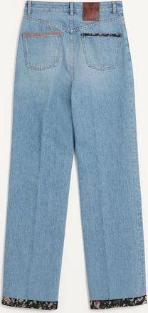 Valentino Pantalone In Denim Con Fondo Con Stampa Floreale Uomo DENIM 31