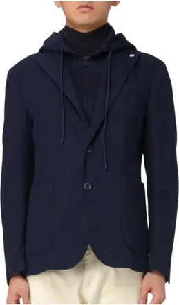 Manuel Ritz Blue Navy Jacket Americana Style - male - Manuel Ritz - Blazers - Blue - 2XL - Jackets
