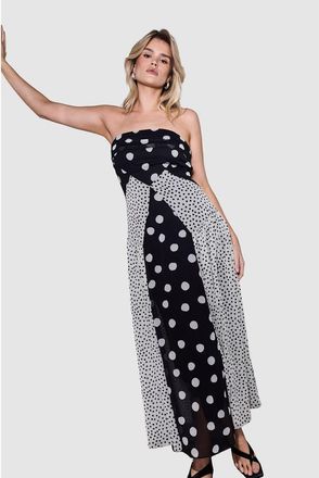 Warehouse Printed Bandeau Seam Detail Midi Dress in Mono at Nordstrom, Size 12