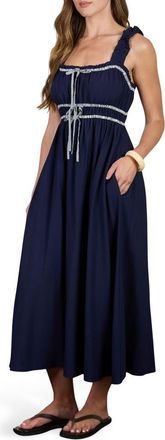 August Sky Bow Empire Waist Sundress in Navy at Nordstrom Rack, Size Medium