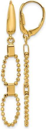 Diamond2Deal 14K Yellow Gold Diamond-cut Link Drop Dangle Earrings