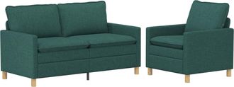 vidaXL Juego De Sof&aacute; 2 Uds. Verde Oscuro Tela Vidaxl