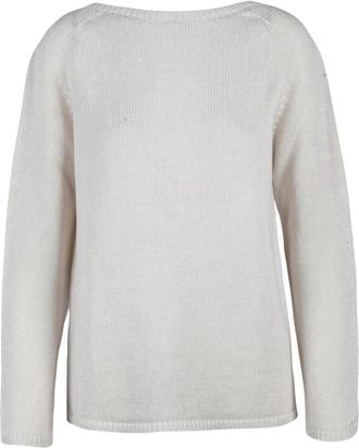 Max Mara Giolino Sweater - Dames - Ronde hals truien - Beige - M - Linnen - Truien & Vesten