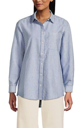 Lands End Oxford Shirt in Sapphire Gem Pinstripe at Nordstrom, Size Xx-Small