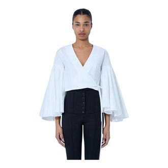 Jacquemus Blouses, female, White, Size: 2XS V-Neck Wrap Blouse