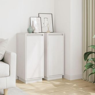 vidaXL Vidaxl - Aparador 2 Uds Madera Maciza De Pino Blanco 31,5x34x75 Cm