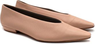 Bottega Veneta Nude Leather Almond Flat Pumps Size 37.5