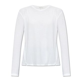 Rag & Bone The Knit Long Sleeve Tee - Dames - Longsleeves - Wit - M - Polyester - Tops