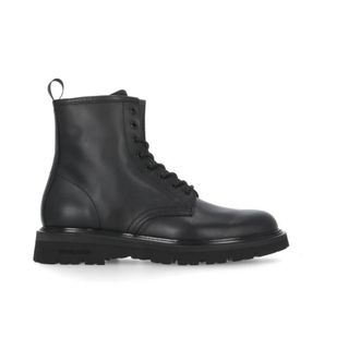 Woolrich Botas de Cuero Negro con Leng&uuml;eta con Logo - Shoes - Hombre - Negro - 41 EU