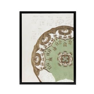 Artery8 Vintage Japanese Design For Plate Framed Canvas Wall Art Print Noritake in Green | Size: W24 x H32