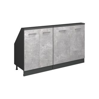 Vicco Armario De Cocina Para Techo Inclinado R-line, Hormig&oacute;n/antracita, 140 Cm Lote De 2, Vicco